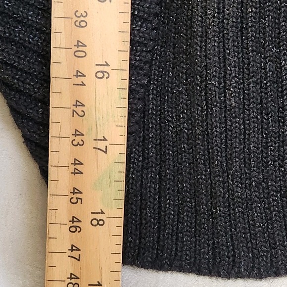 Y2K Bolero Shrug Cardigan Black Cropped Open Knit Long Sleeve Metallic S Petite - Picture 8 of 8